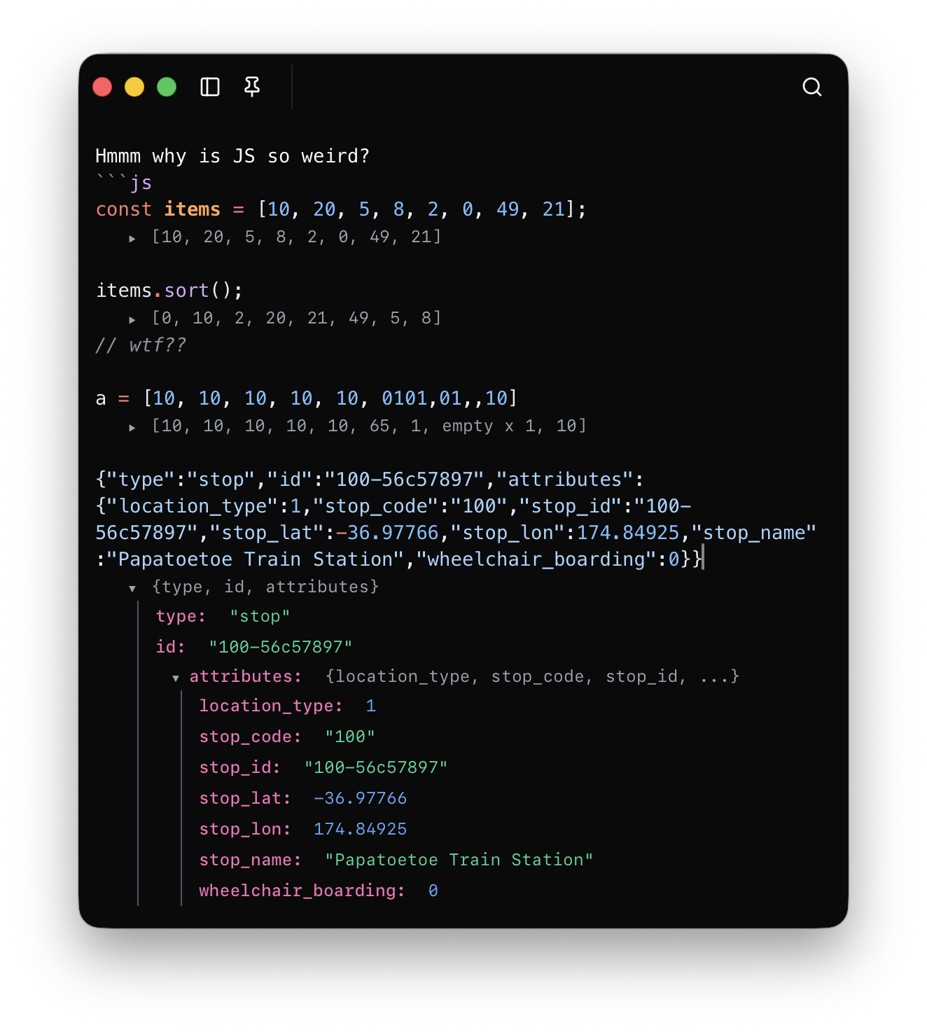JavaScript Experiments
